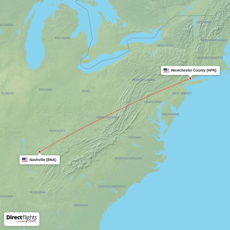 BNA - HPN route map