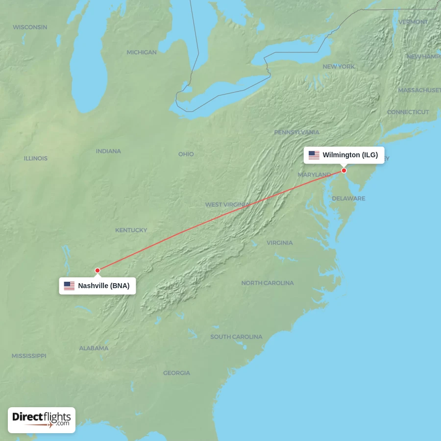 BNA - ILG route map