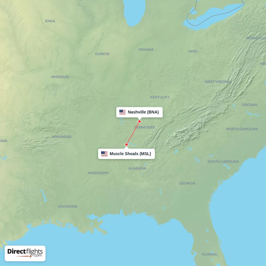 BNA - MSL route map