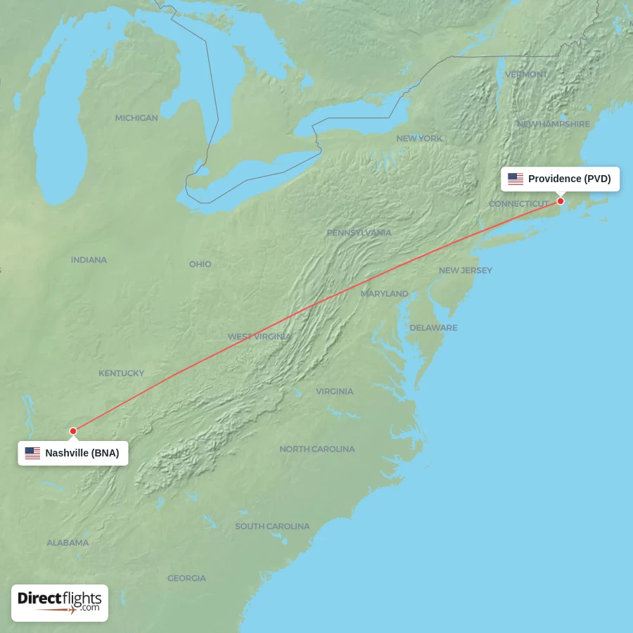 BNA - PVD route map