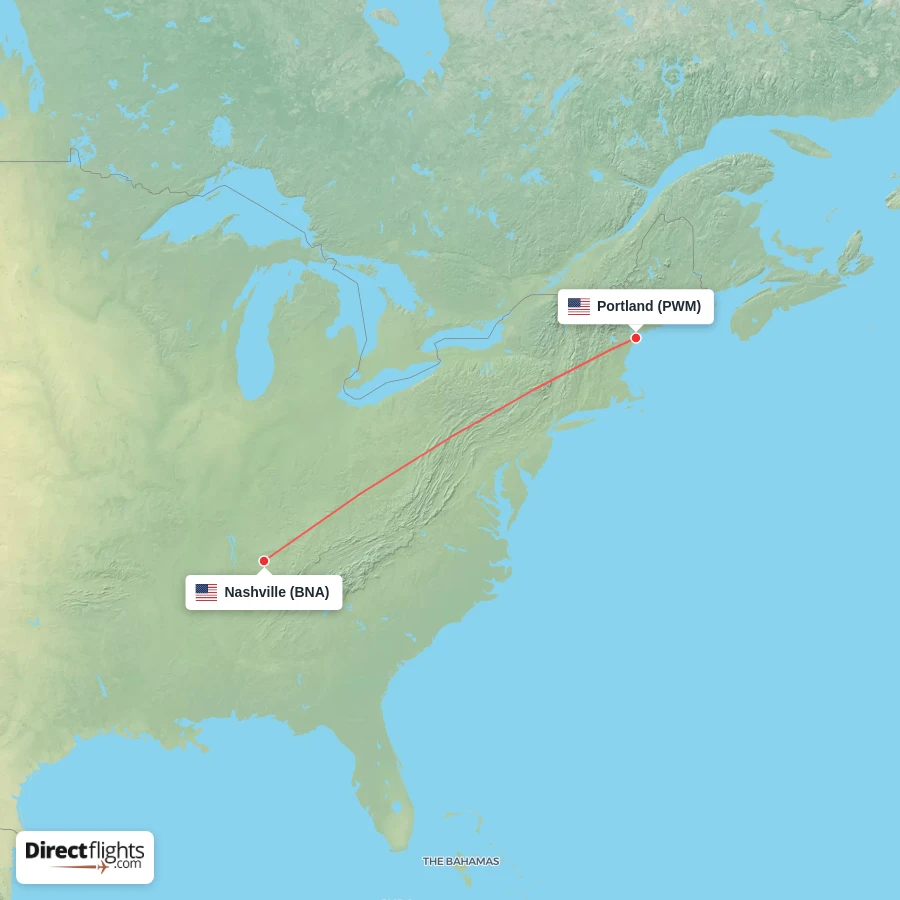 BNA - PWM route map