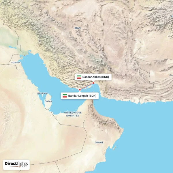 Bandar Abbas - Bandar Lengeh direct flight map