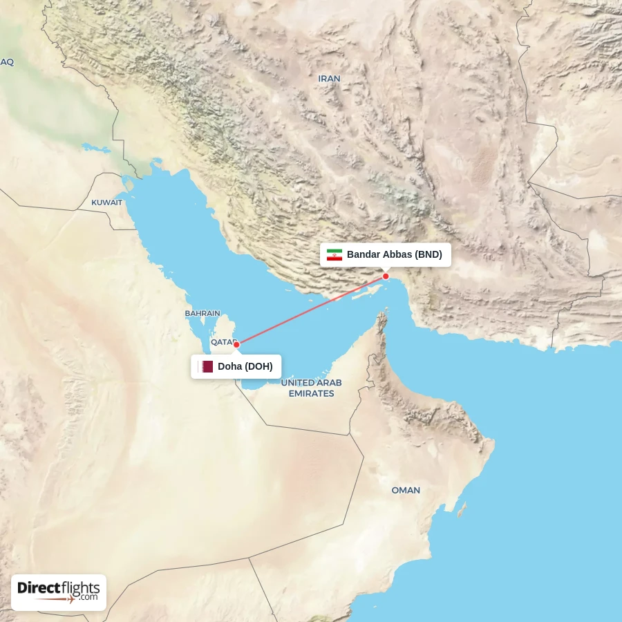 BND - DOH route map