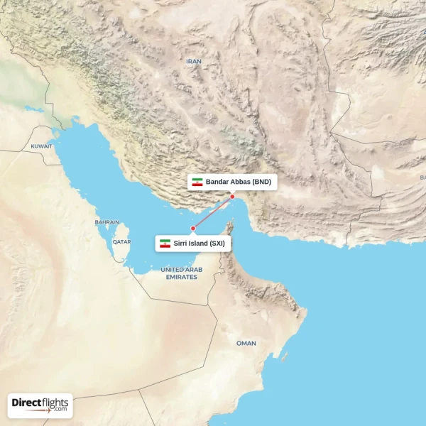 Bandar Abbas - Sirri Island direct flight map