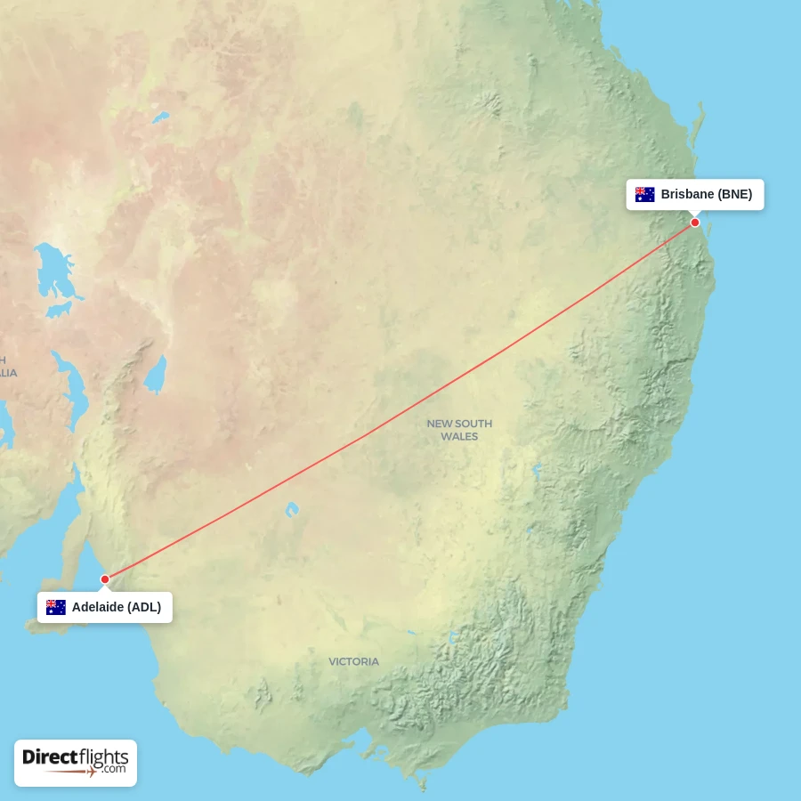 BNE - ADL route map