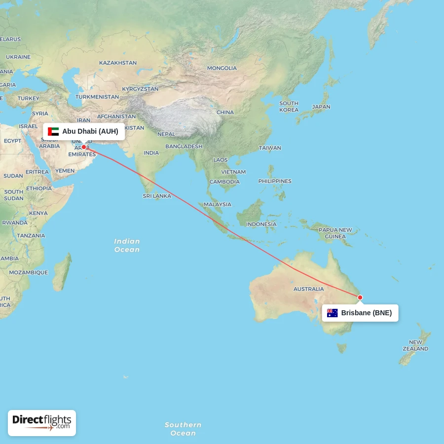 BNE - AUH route map