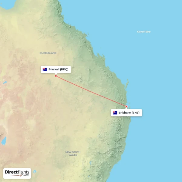 Brisbane - Blackall direct flight map