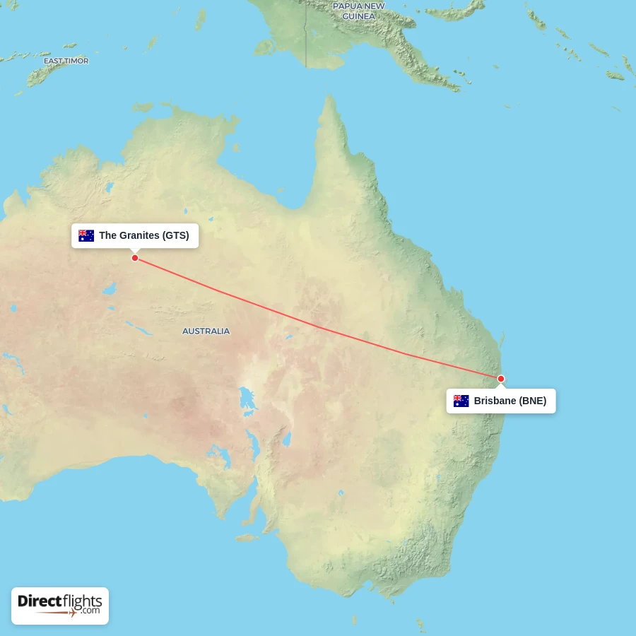 BNE - GTS route map