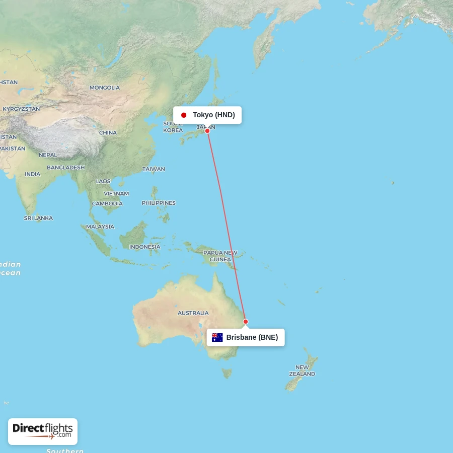 BNE - HND route map