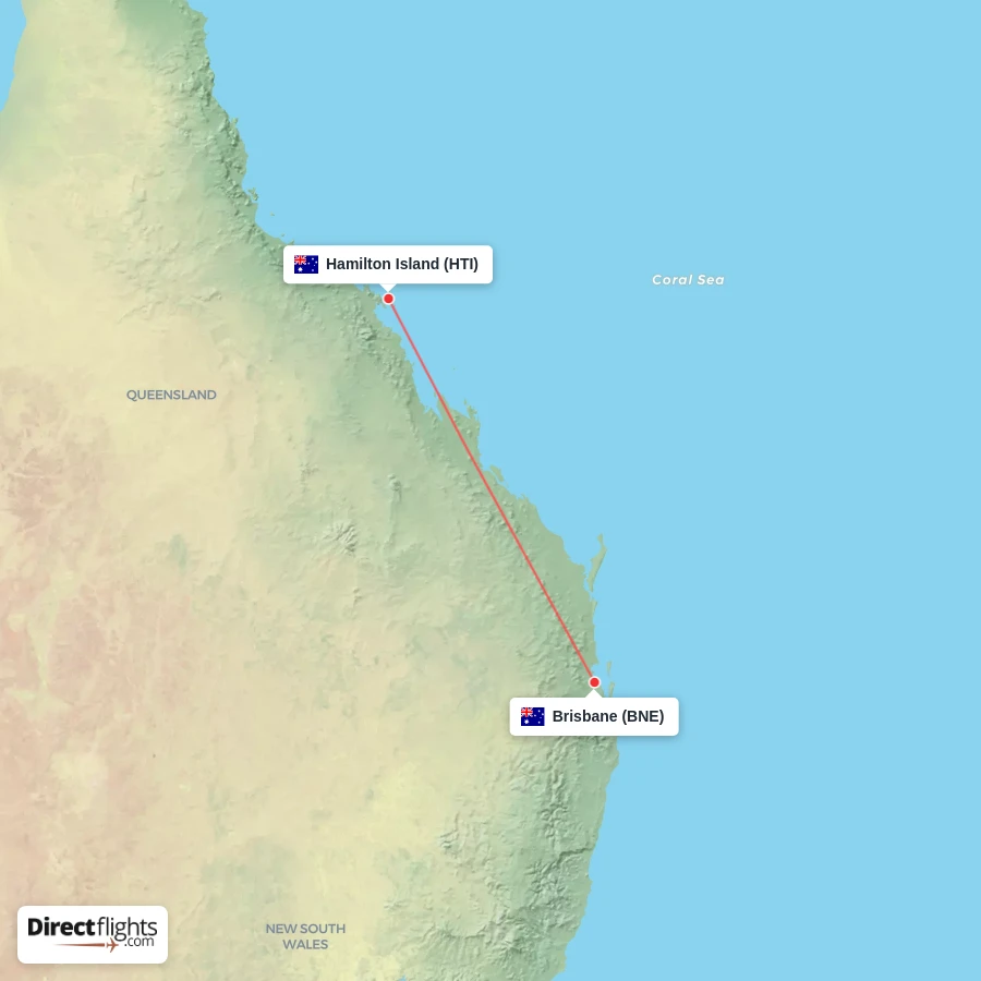 BNE - HTI route map
