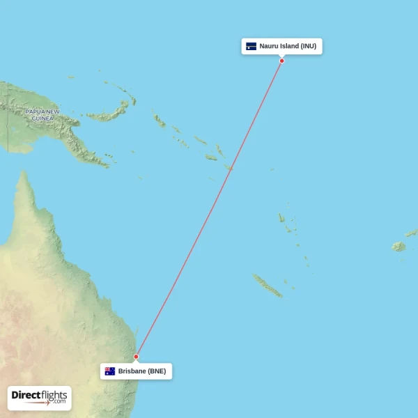 Brisbane - Nauru Island direct flight map