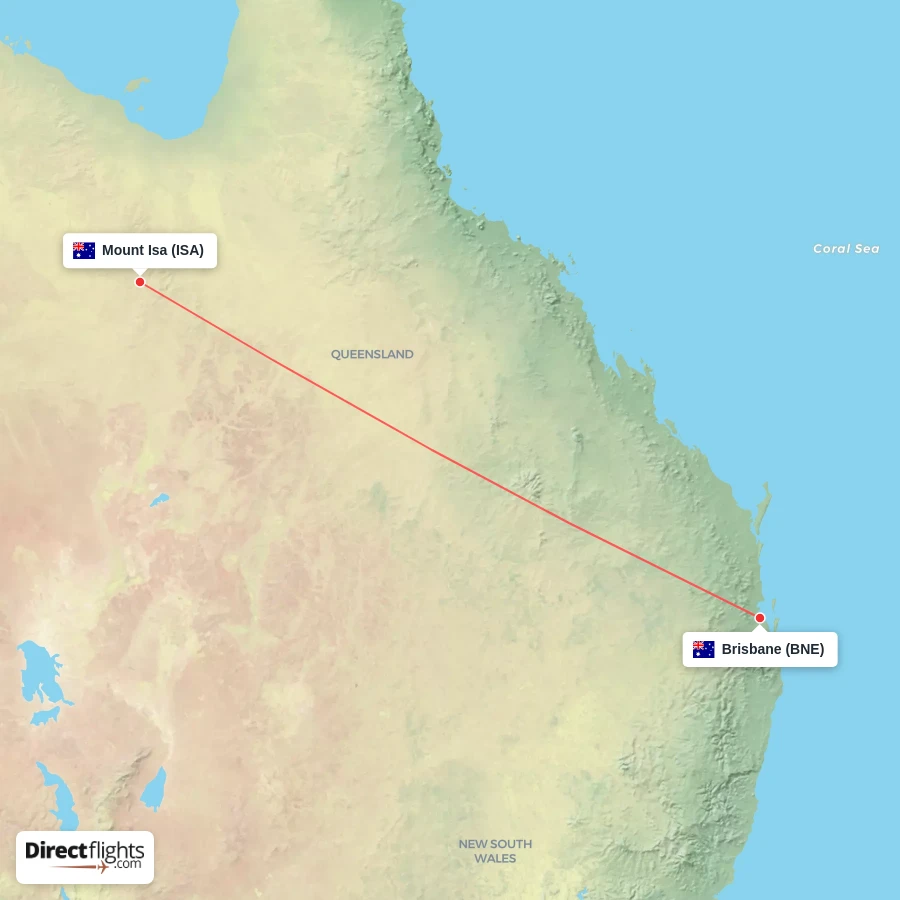 BNE - ISA route map