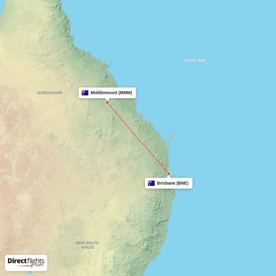 BNE - MMM route map