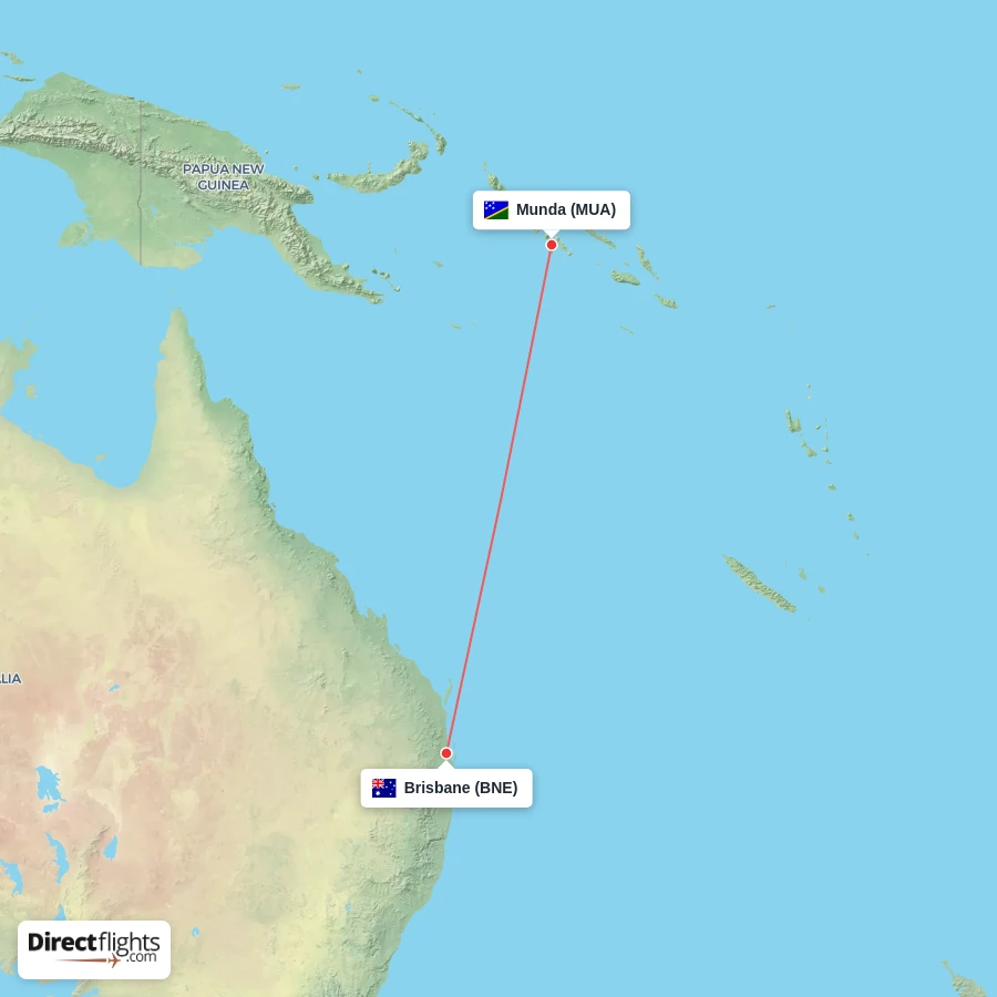 BNE - MUA route map