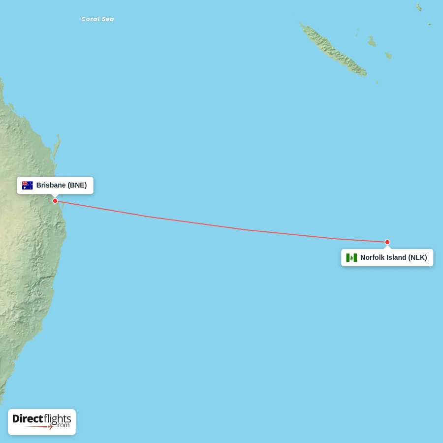 BNE - NLK route map