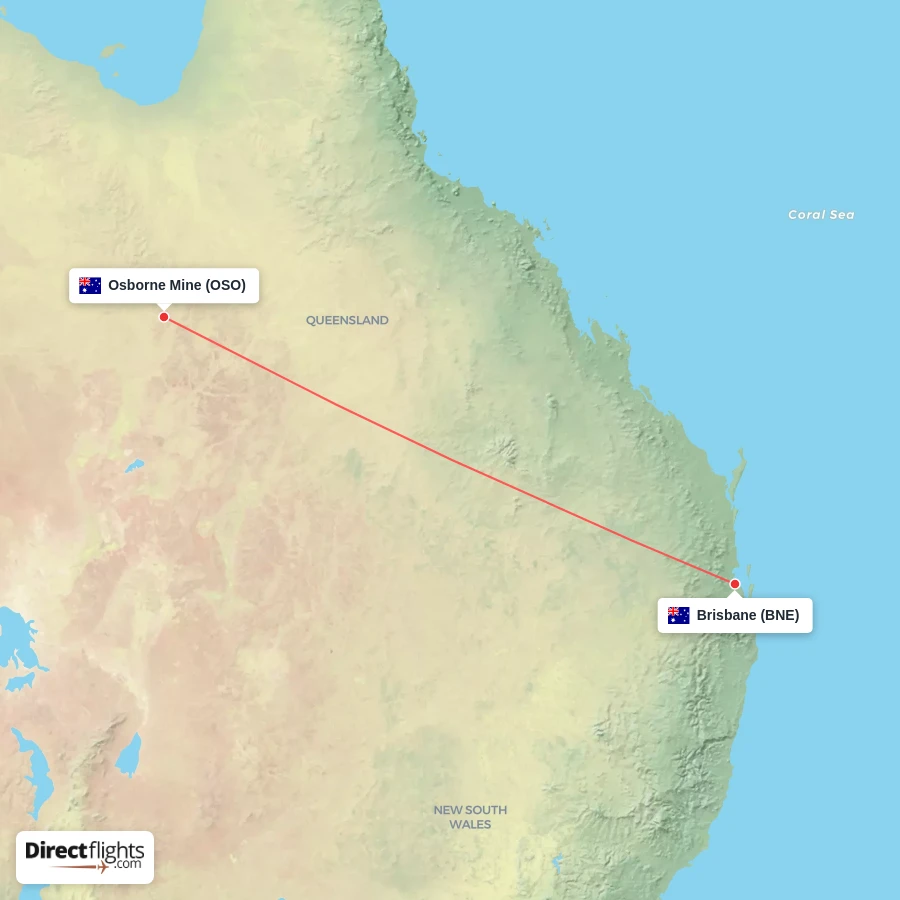BNE - OSO route map