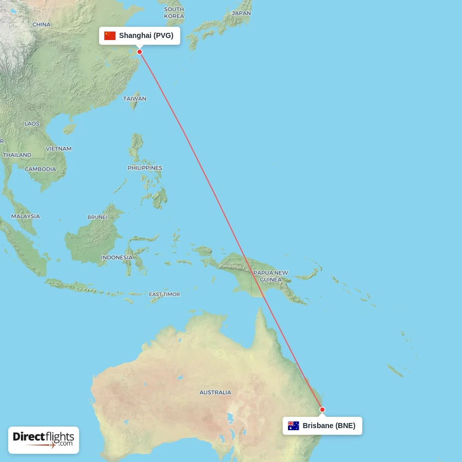 BNE - PVG route map
