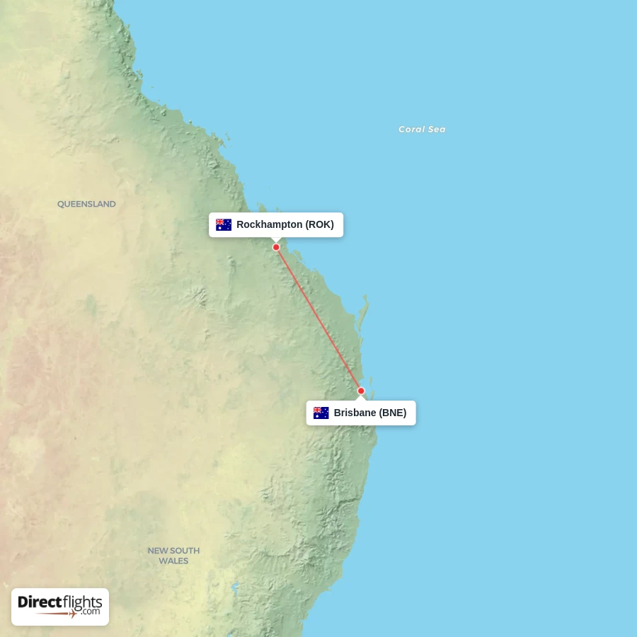 BNE - ROK route map