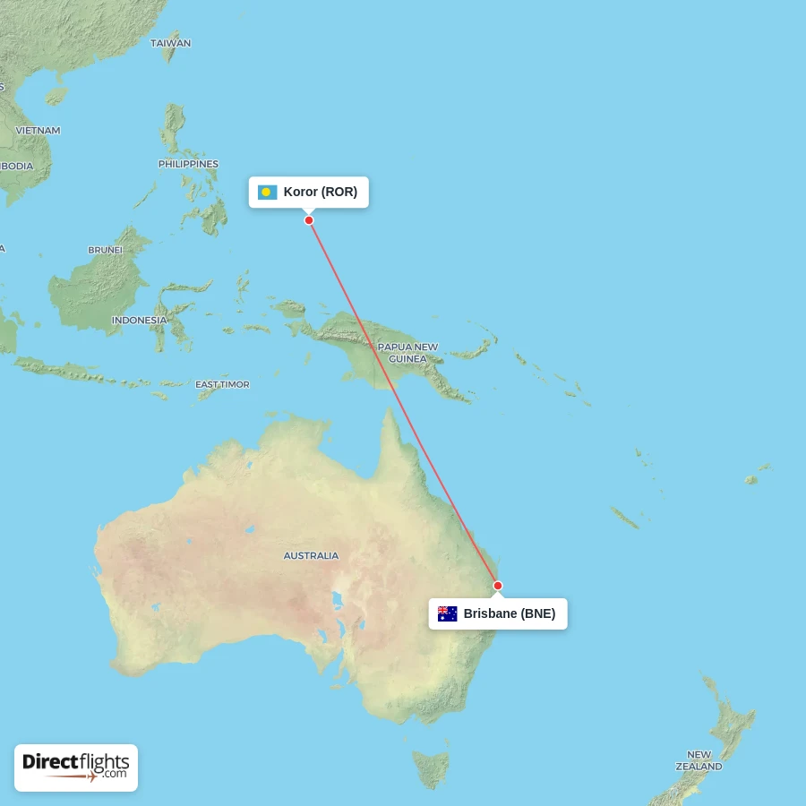 BNE - ROR route map