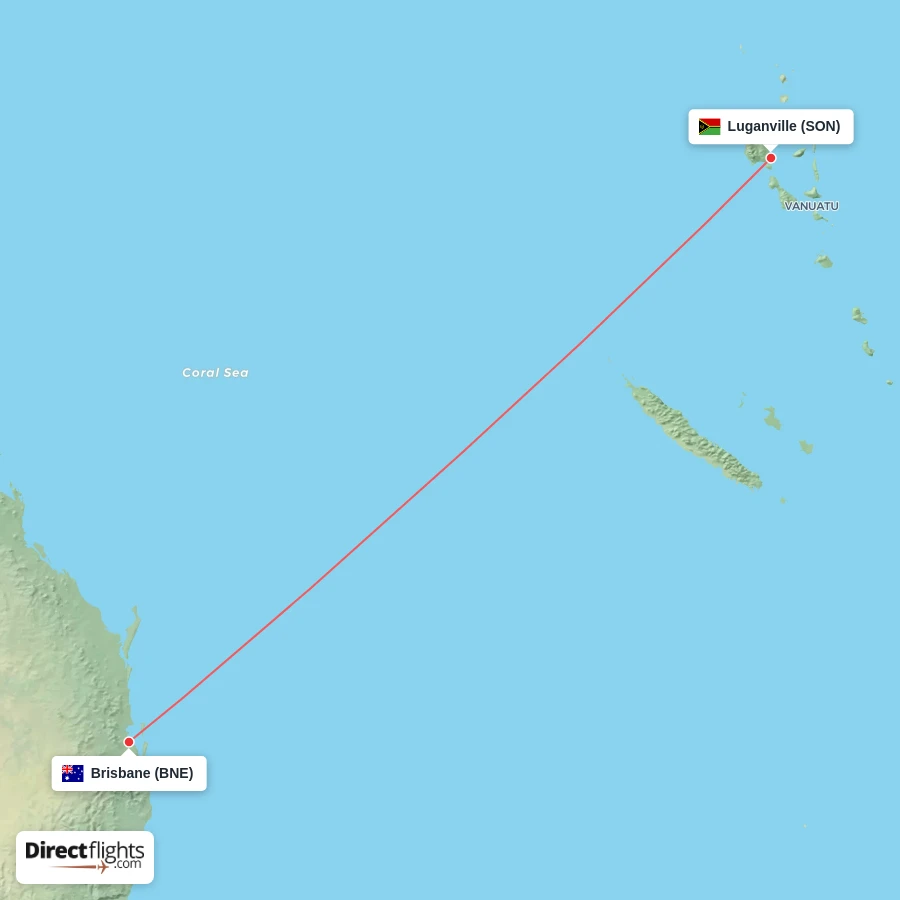 BNE - SON route map