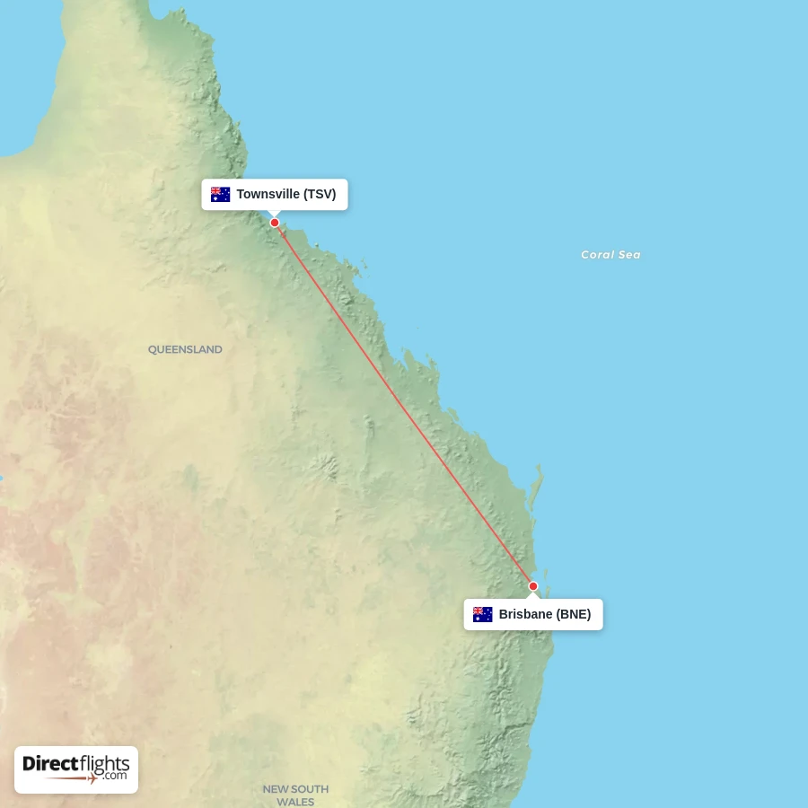 BNE - TSV route map