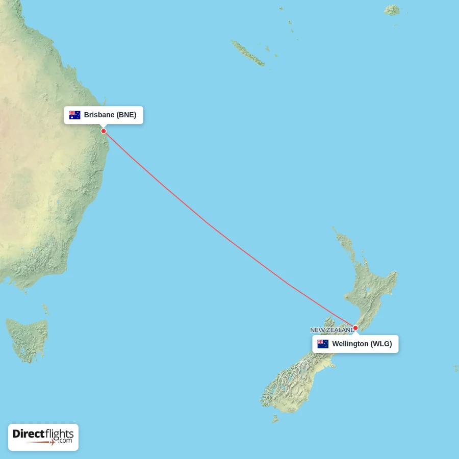 BNE - WLG route map
