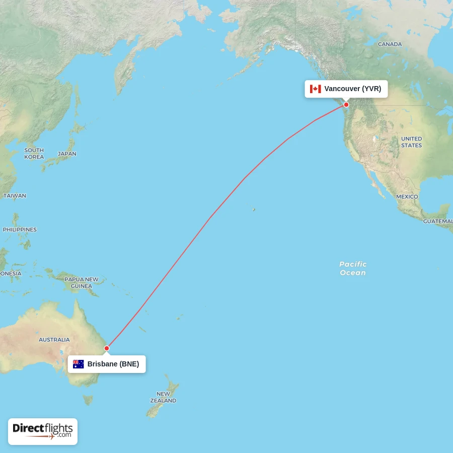 BNE - YVR route map