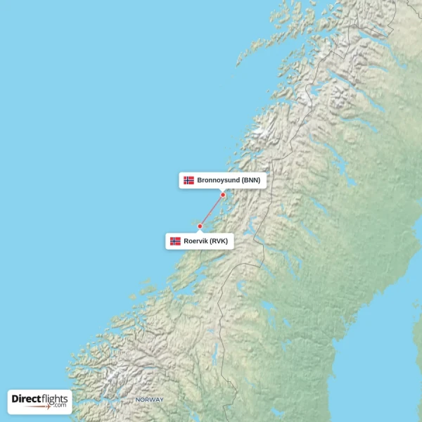 Bronnoysund - Roervik direct flight map