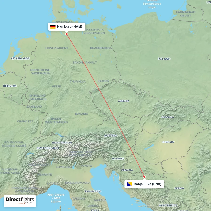 BNX - HAM route map