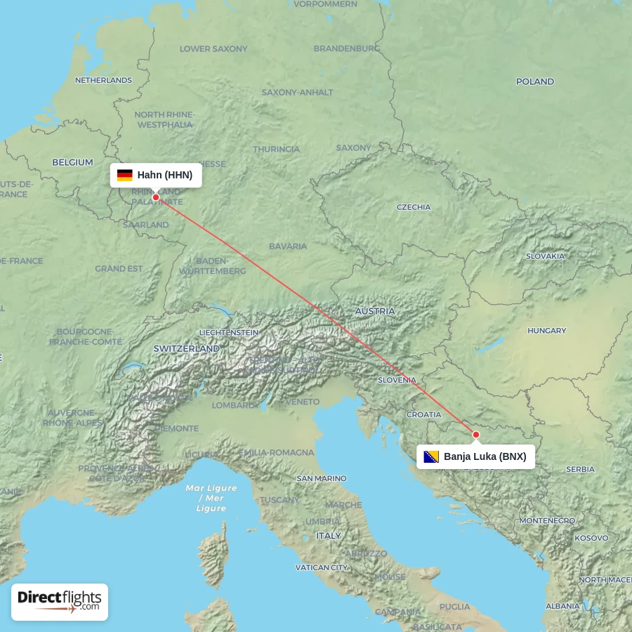 BNX - HHN route map