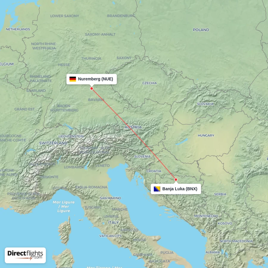 BNX - NUE route map
