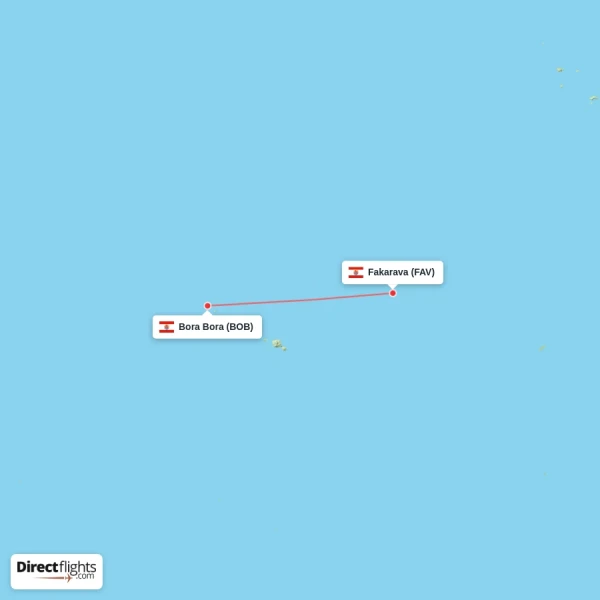 Bora Bora - Fakarava direct flight map