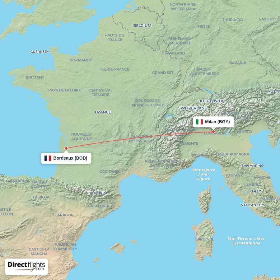 BOD - BGY route map