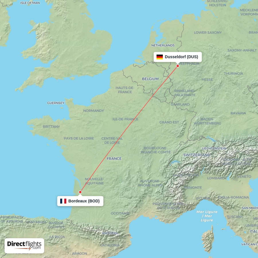 BOD - DUS route map