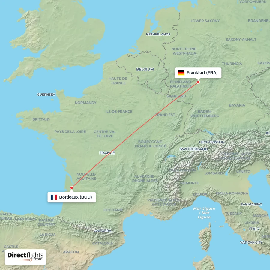 BOD - FRA route map