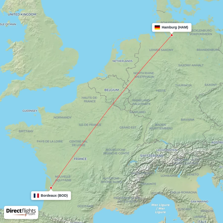BOD - HAM route map