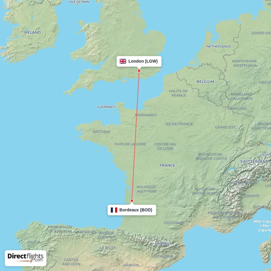 BOD - LGW route map