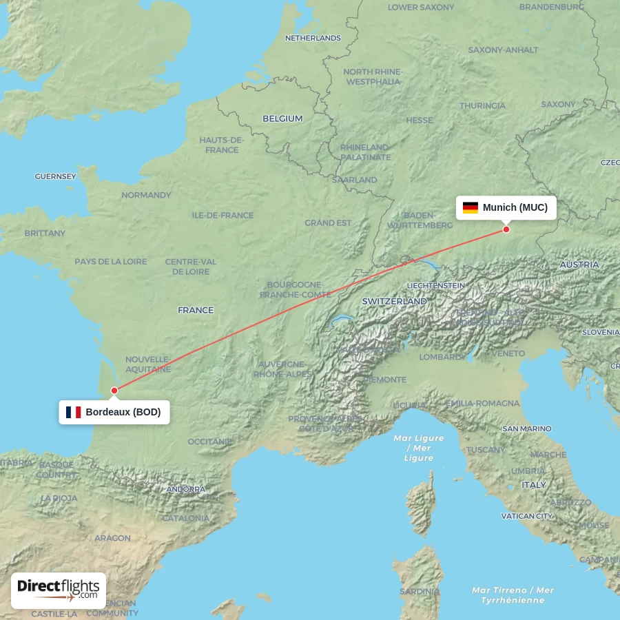 BOD - MUC route map