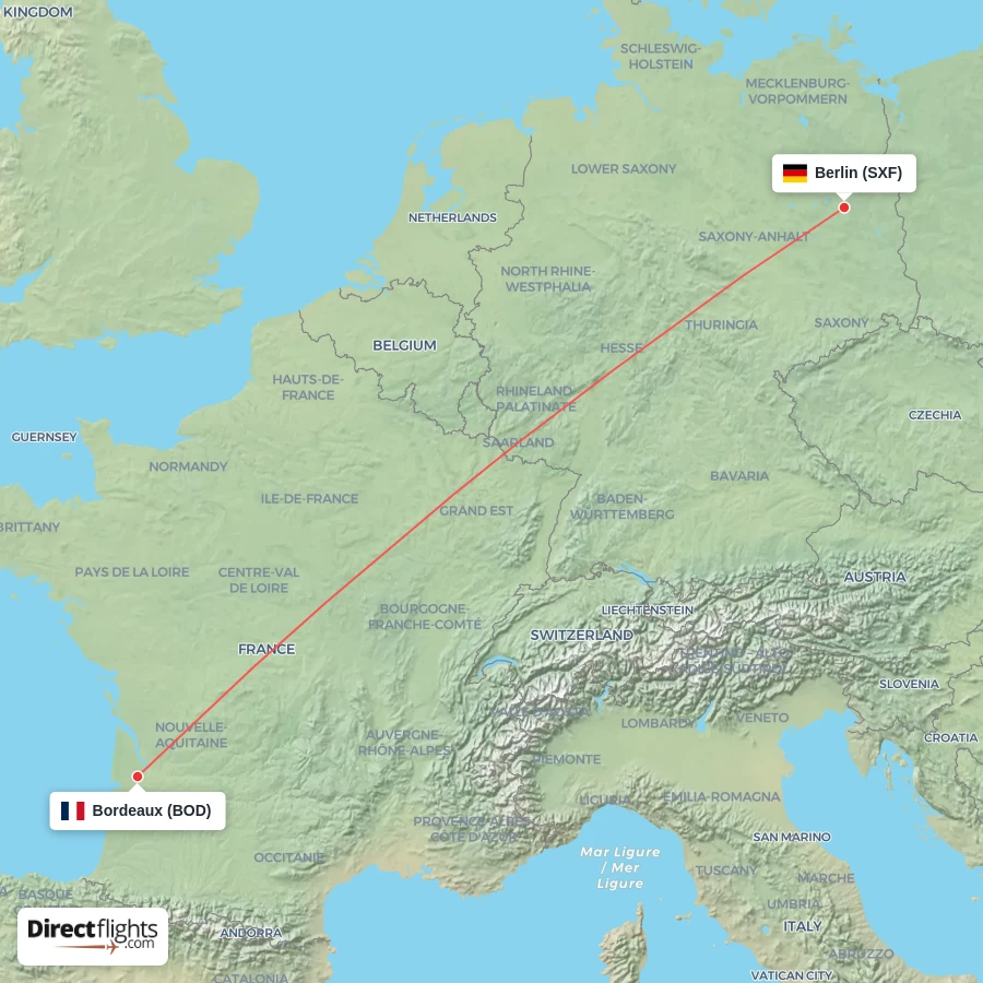 BOD - SXF route map
