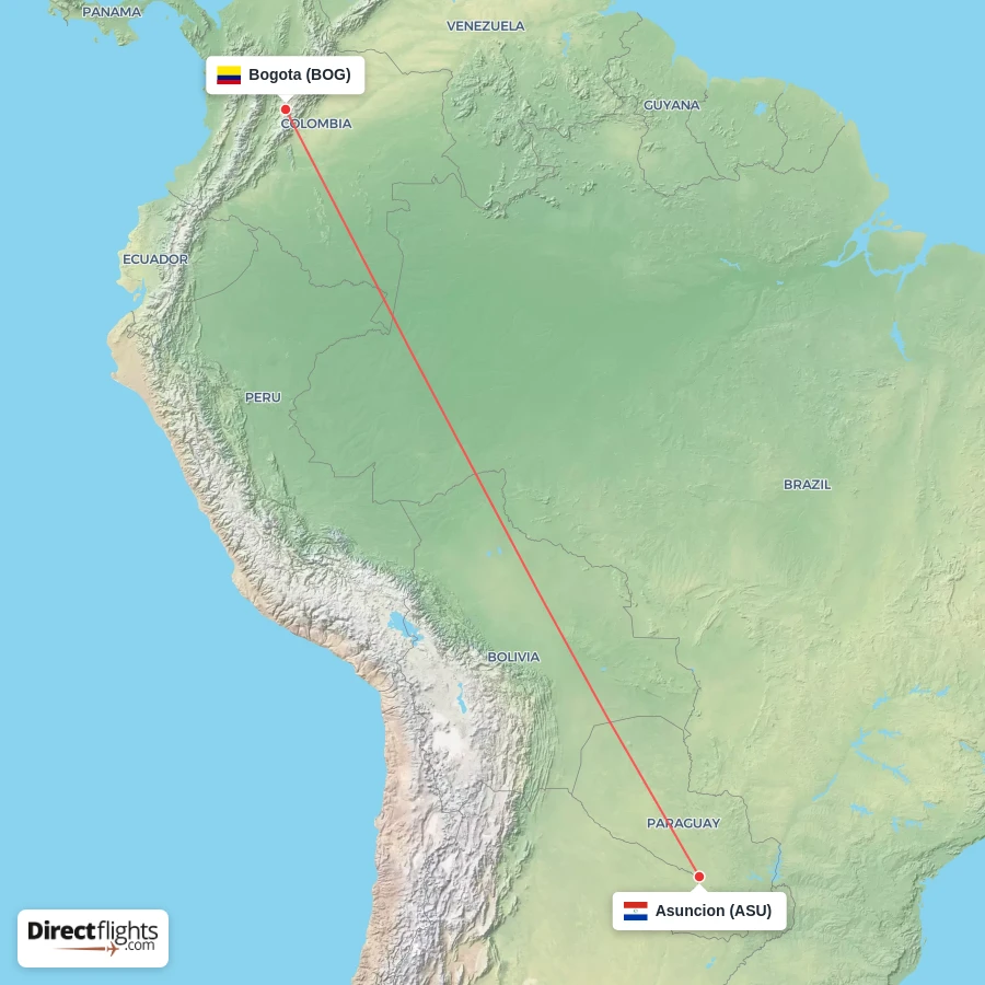 BOG - ASU route map