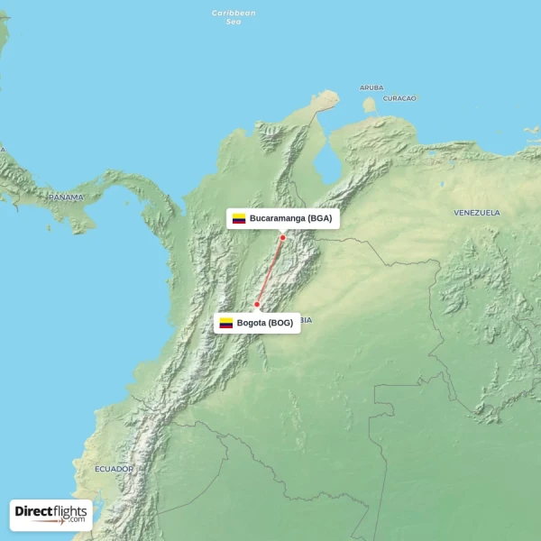 Bogota - Bucaramanga direct flight map