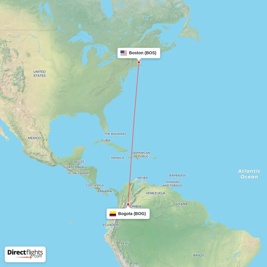 BOG - BOS route map