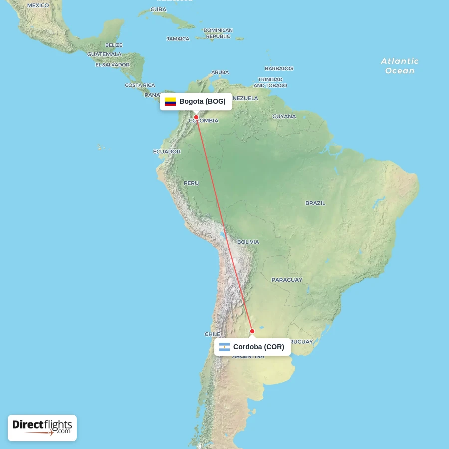 BOG - COR route map