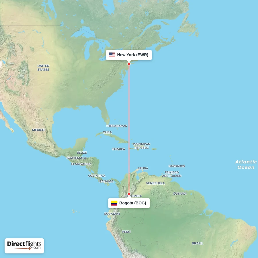 BOG - EWR route map
