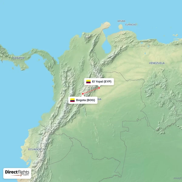 Bogota - El Yopal direct flight map