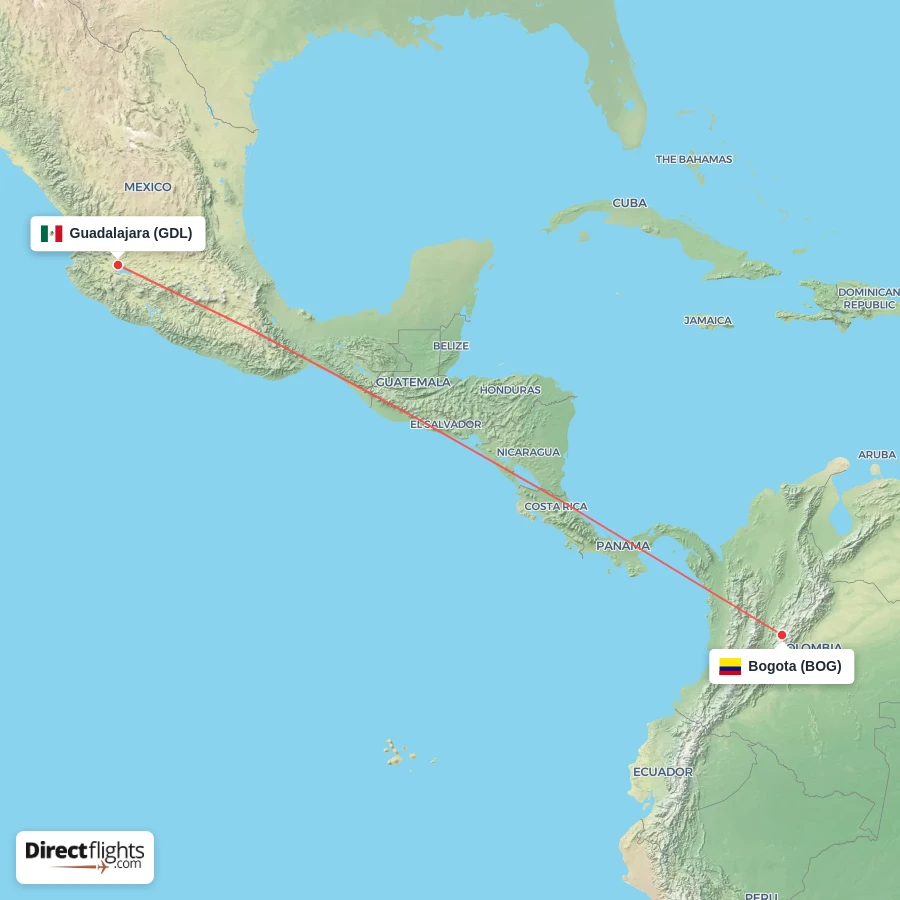 BOG - GDL route map