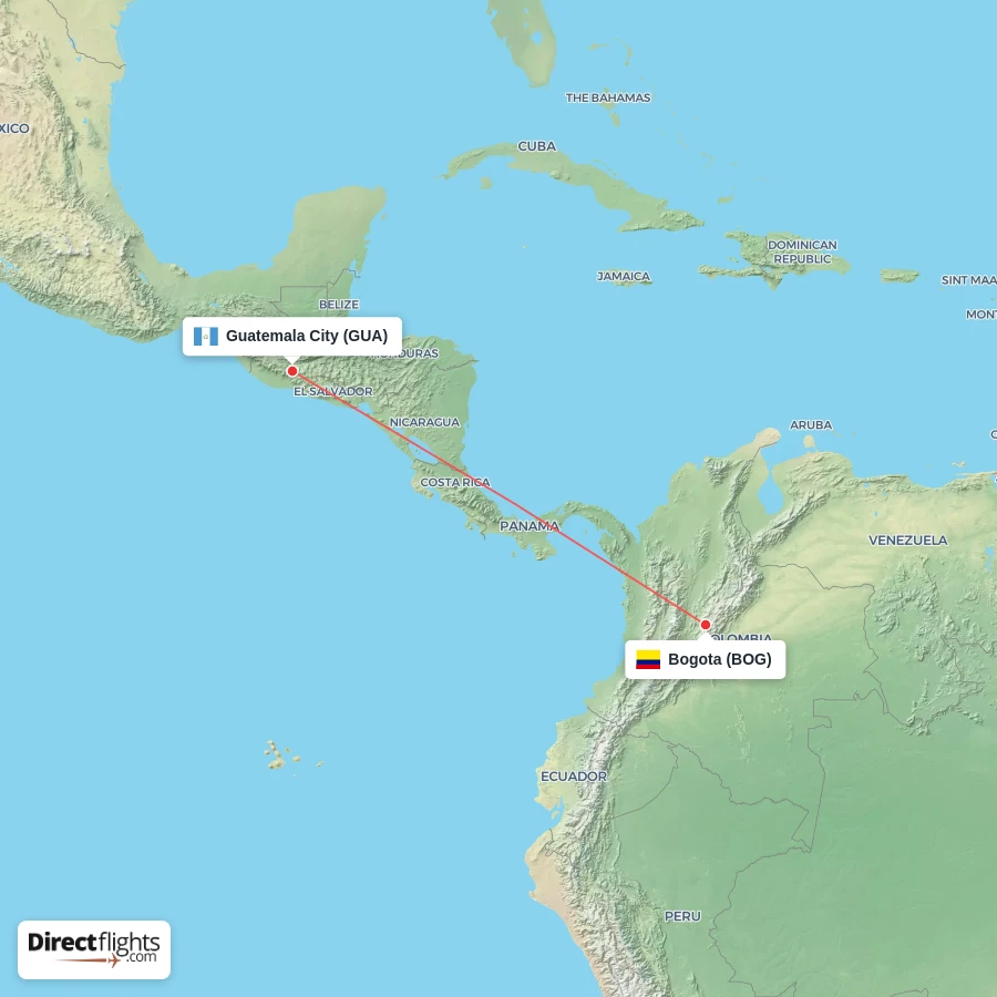 BOG - GUA route map