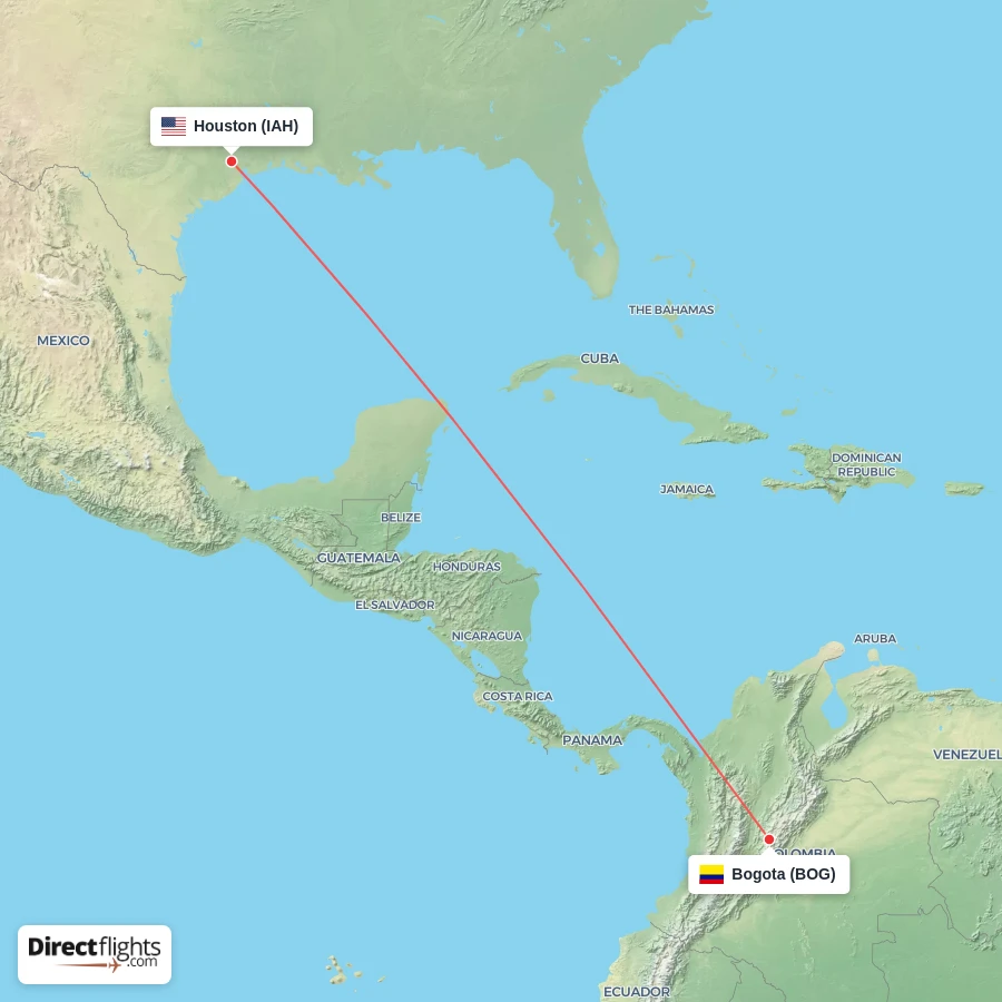 BOG - IAH route map