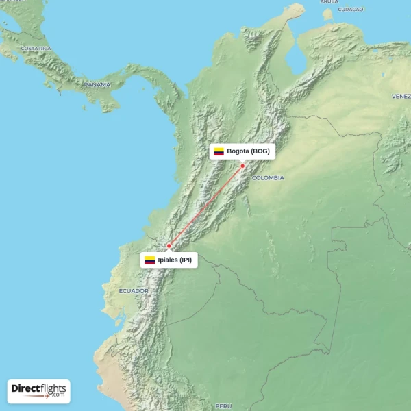 Bogota - Ipiales direct flight map