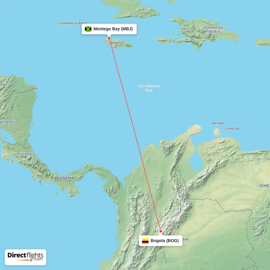 BOG - MBJ route map